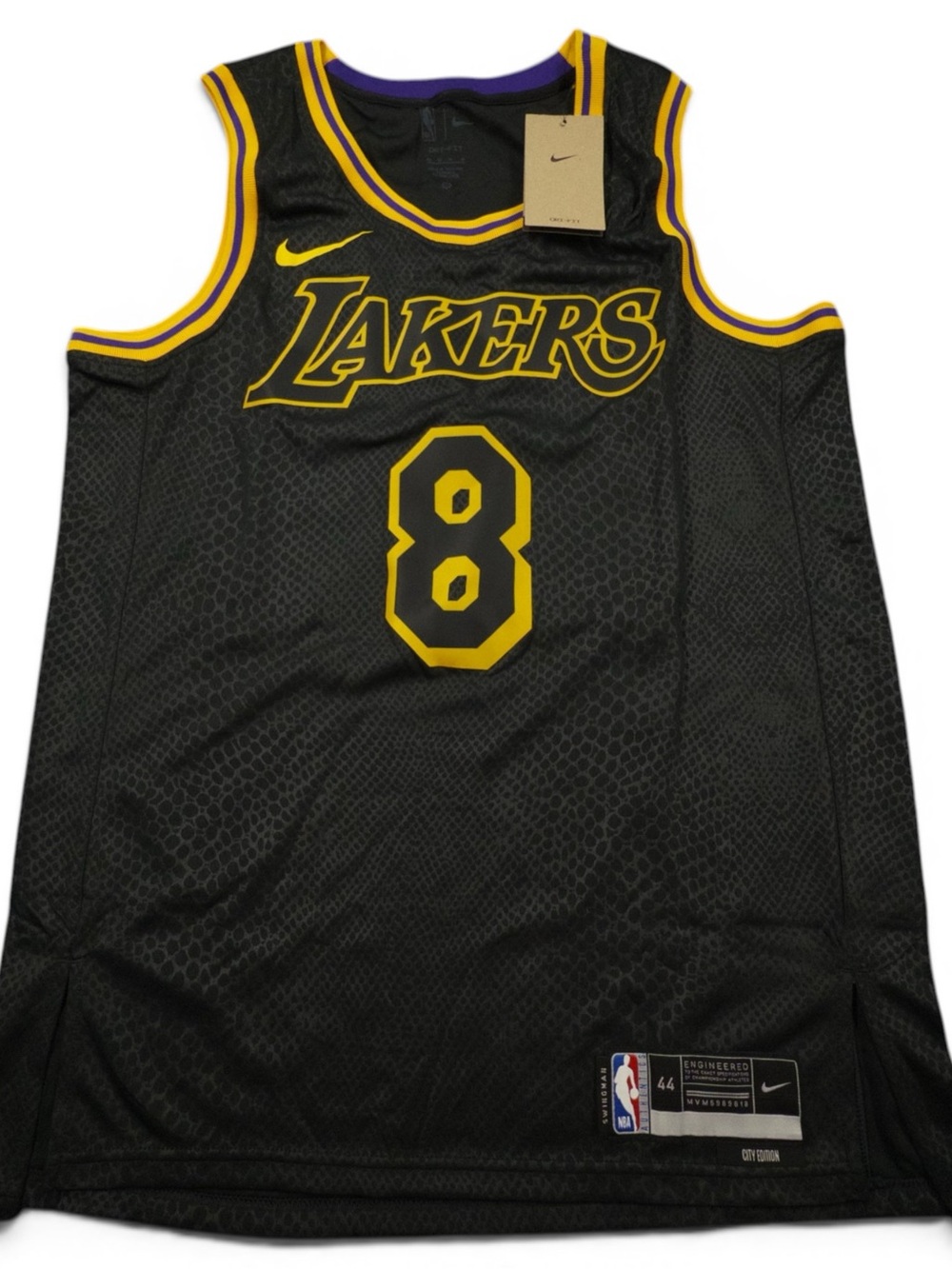 Nike Black and Yellow Lakers #8 Jersey
